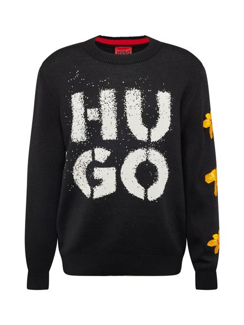 Se HUGO Pullover 'Stackon'  curry / mørkerød / sort / hvid ved About You