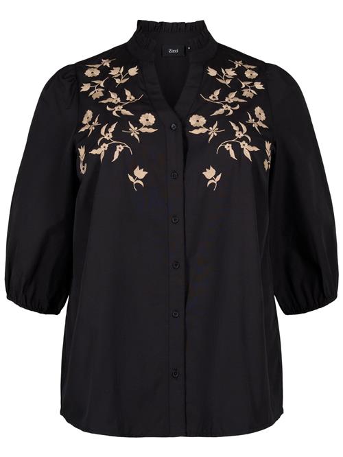 Zizzi Bluse 'ESIDSE'  beige / black denim