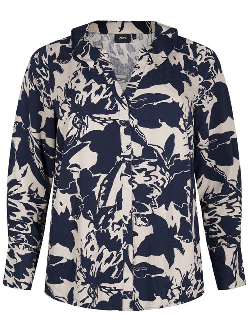 Zizzi Bluse 'ELEN'  navy / hvid