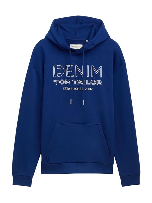 Se TOM TAILOR DENIM Sweatshirt  mørkeblå / hvid ved About You