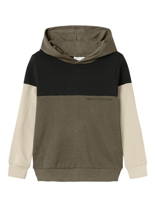 NAME IT Sweatshirt 'NONADE'  creme / oliven / sort