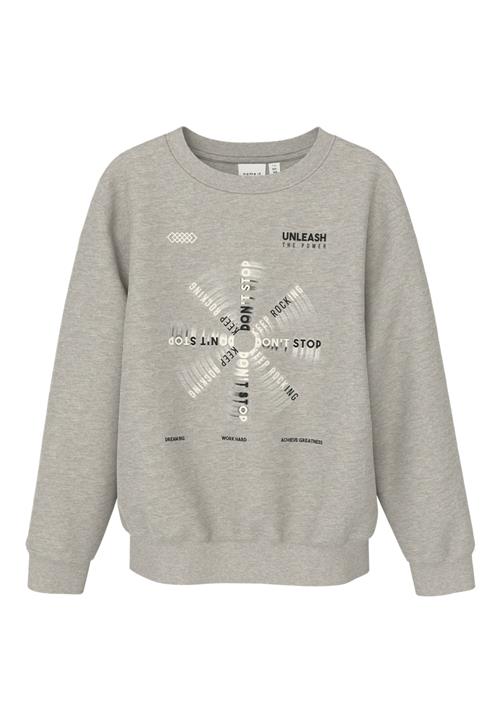 Se NAME IT Sweatshirt 'Nonen'  grå-meleret / sort / offwhite ved About You