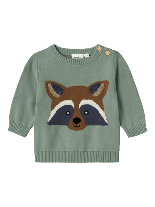 NAME IT Pullover 'Nalle'  marin / brun / grøn / sort