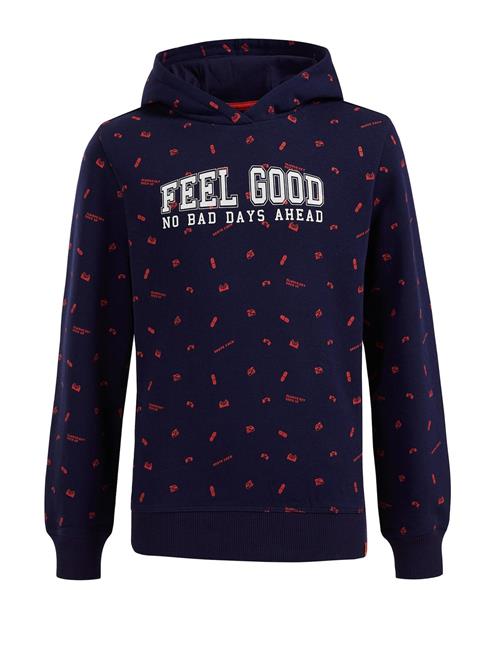 Se WE Fashion Sweatshirt  natblå / orangerød / hvid ved About You