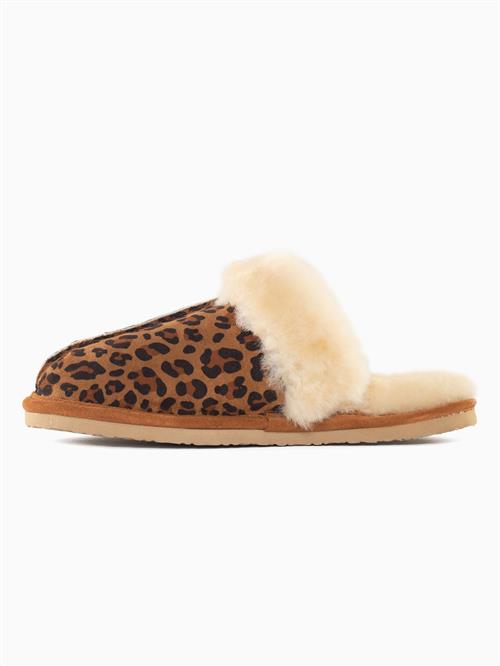 Minnetonka Pantoletter 'Leopard'  creme / brun / sort