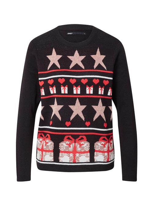 Se ONLY Pullover 'XMAS WRAP'  blandingsfarvet / sort ved About You