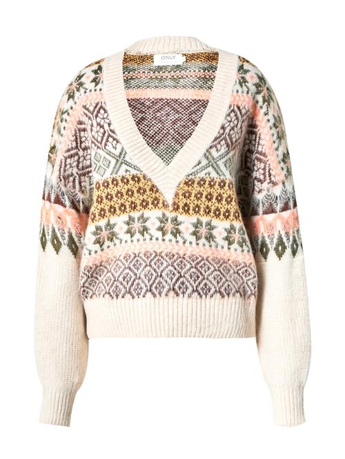 Se ONLY Pullover 'RITA'  beige / brun / mørkegrøn / orange ved About You