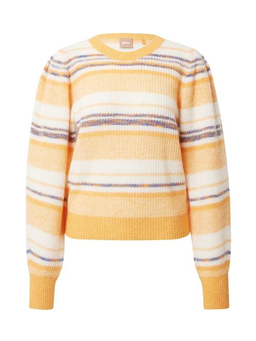 Se BOSS Pullover 'Faoki'  indigo / abrikos / orange-meleret / hvid ved About You