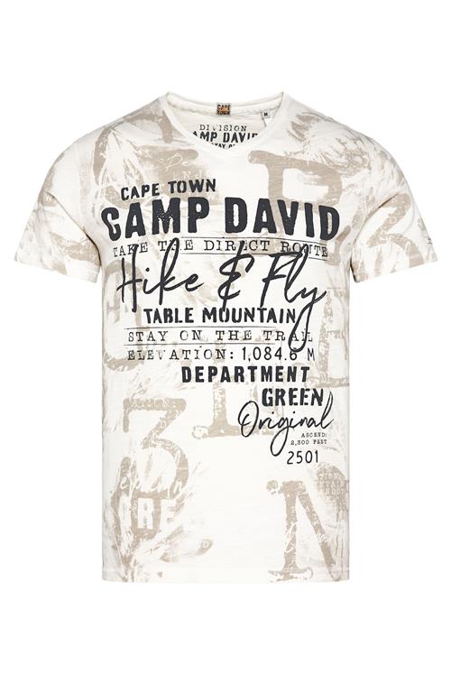 CAMP DAVID Bluser & t-shirts 'Paragliding Cape Town'  mørkebeige / sort / hvid