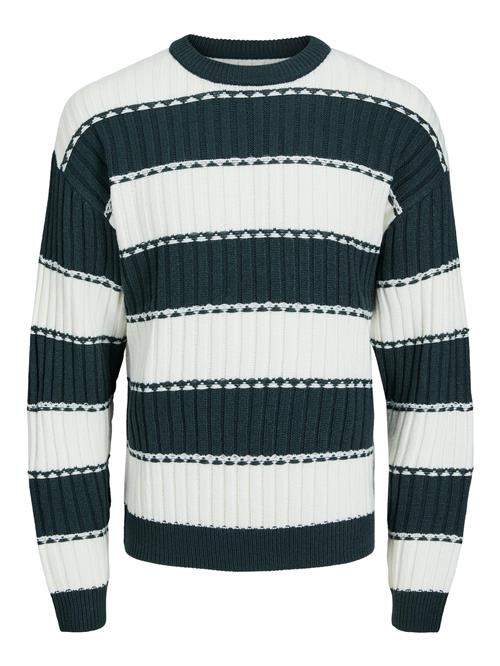 JACK & JONES Pullover 'LUCA'  mørkegrøn / hvid