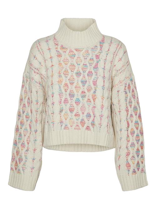 VERO MODA Pullover 'DANERYS'  beige / lyseblå / mørkeorange / pink