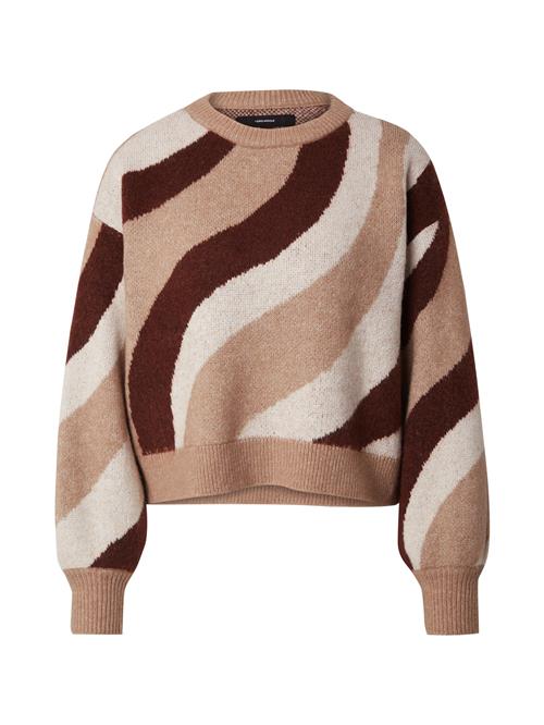 VERO MODA Pullover 'LENA'  creme / mørkebeige / mørkebrun