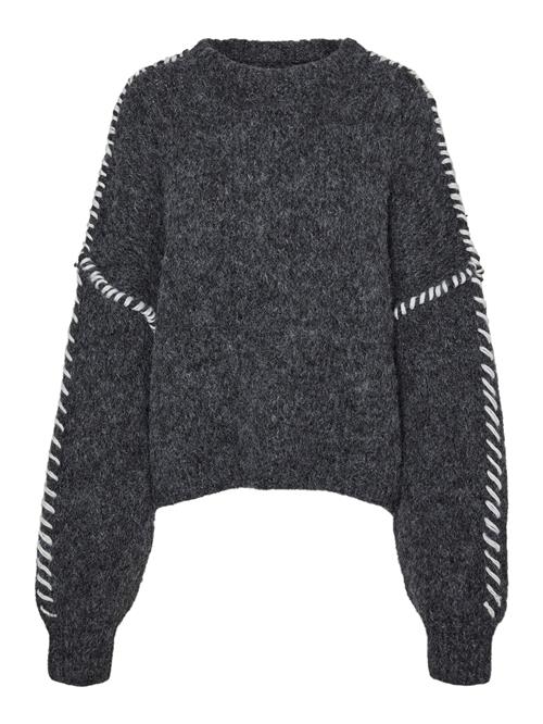 VERO MODA Pullover 'ZEN'  mørkegrå / hvid