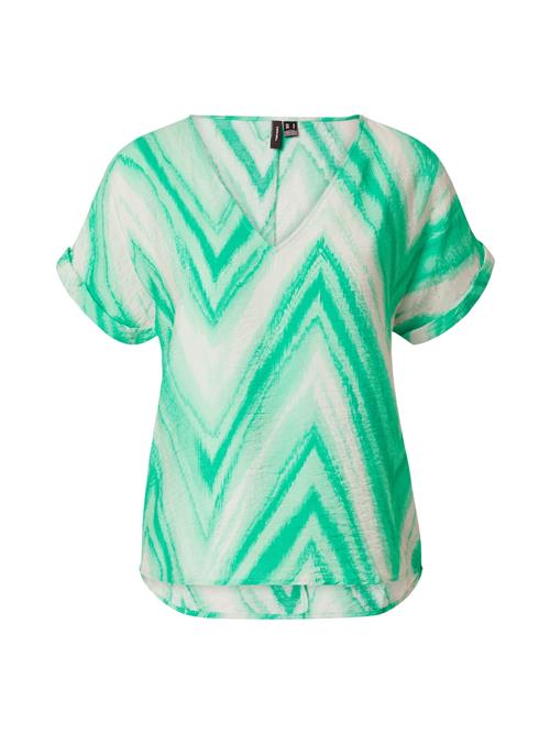 Se VERO MODA Bluse 'JOSIE KUA'  jade / lysegrøn / hvid ved About You