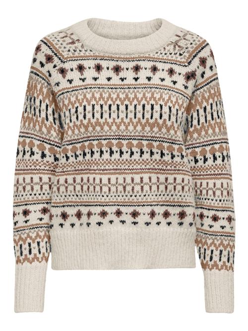 Se ONLY Pullover 'FENJA'  ecru / mørkebeige / brun / sort ved About You