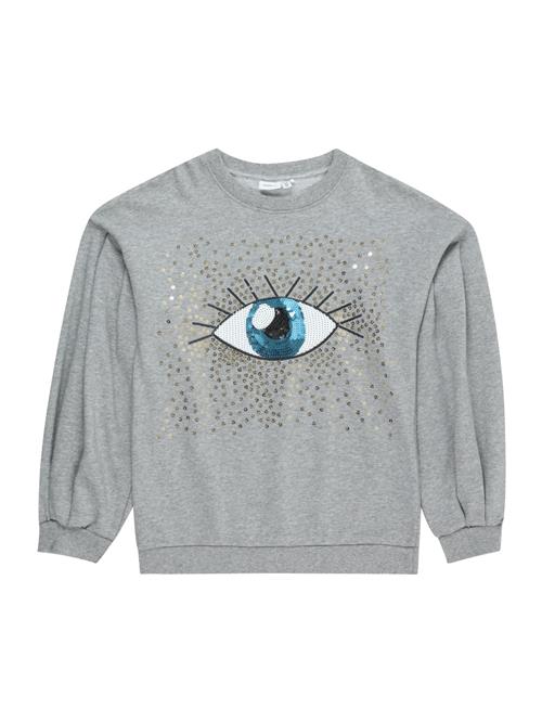 NAME IT Sweatshirt 'Bitita'  blå / grå-meleret / sort / hvid