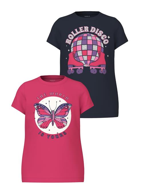 Se NAME IT Bluser & t-shirts 'BEATE'  navy / lilla / pink / hvid ved About You