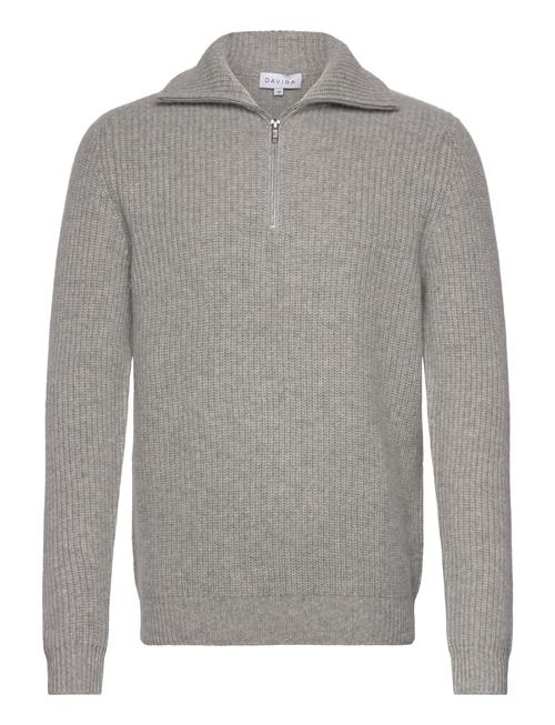 Se Davida Cashmere Man Chunky Rib Half Zip Davida Cashmere Grey ved Booztlet