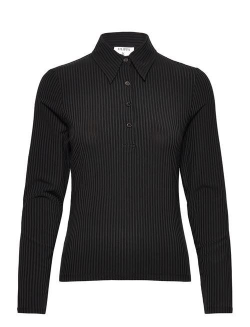 Filippa K Shiny Rib Button Polo Filippa K Black