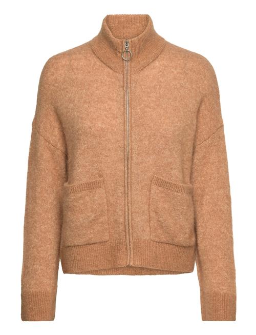 Slfsia Ras Ls Knit Zipper Cardigan Noos Selected Beige