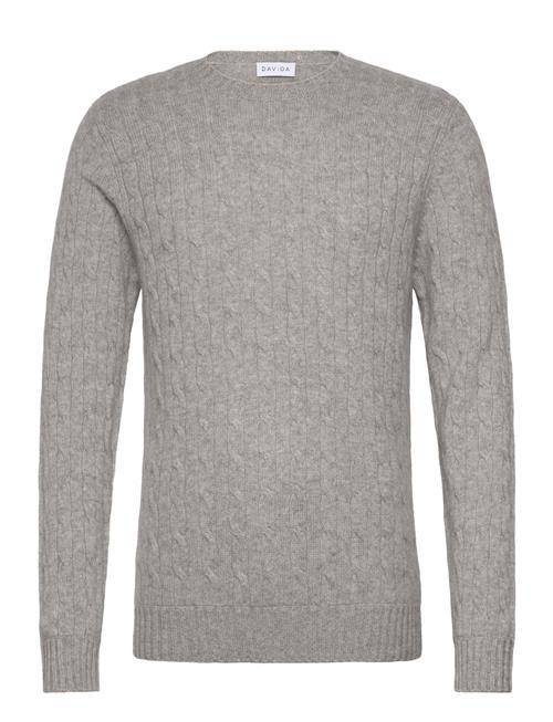 Davida Cashmere Man O-Neck Cable Sweater Davida Cashmere Grey