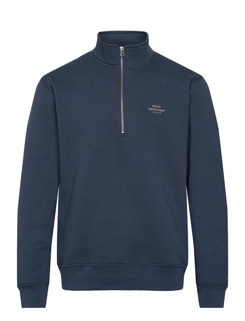 Mads Nørgaard Standard Half Zip Logo Sweat Mads Nørgaard Navy