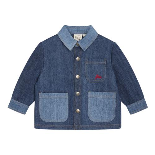 Flöss Viggo Overskjorte Dark/Mid Blue Denim | Blå | 80 cm