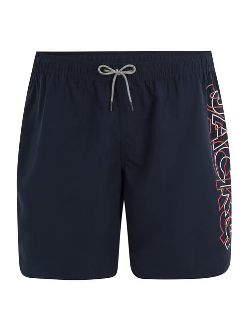 Jack & Jones Plus Badeshorts 'JJFIJIPLS'  navy / orangerød / hvid