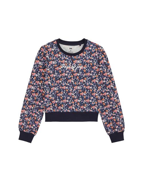 Se WE Fashion Sweatshirt  mørkeblå / lavendel / lyseorange / hvid ved About You