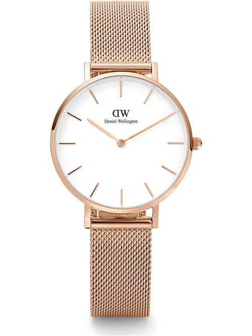 Se Daniel Wellington Analogt ur 'Petite Melrose RG White'  rosa guld ved About You