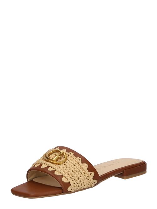 Se GUESS Pantoletter 'TAMARRA'  beige / cognac / guld ved About You