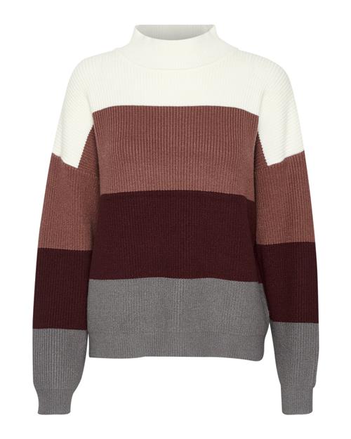 CULTURE Pullover 'Olivia'  antracit / bordeaux / mørkerød / hvid