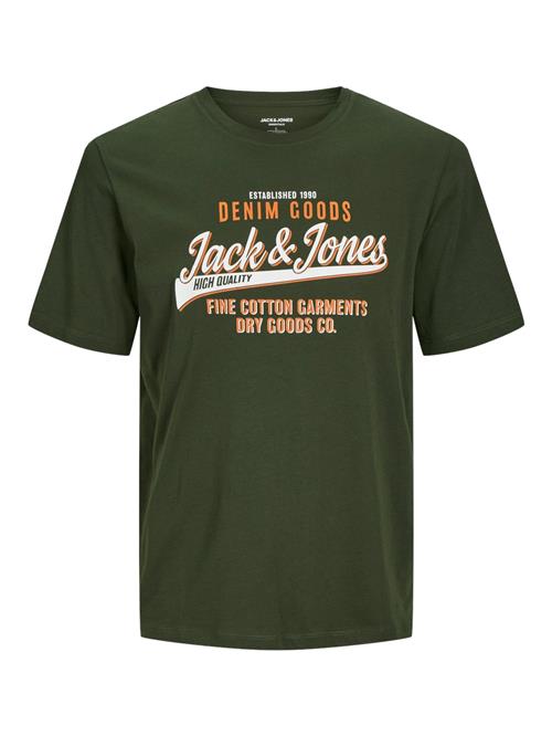 JACK & JONES Bluser & t-shirts  mørkegrøn / orange / hvid