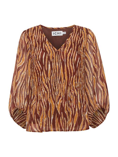 Se ICHI Bluse 'ILLY'  brun / orange / hvid ved About You