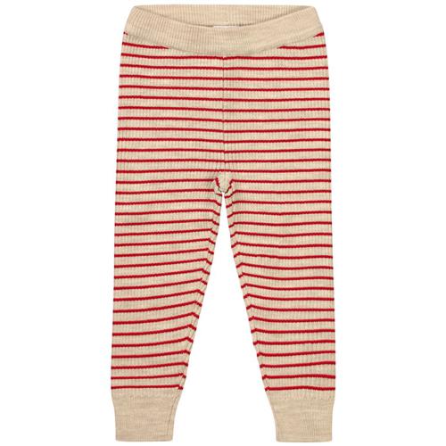 Se Flöss Flye Stribede Strikkede Leggings Ruby Red/Cloud | Rød | 98 cm ved Babyshop