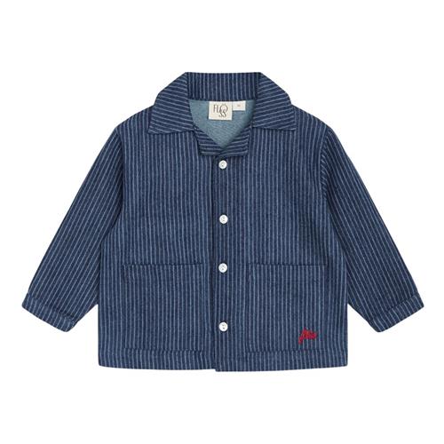 Se Flöss Willy Stribet Pyjamas Skjorte Indigo | Blå | 80 cm ved Babyshop