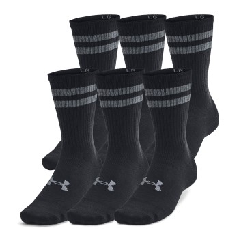 Under Armour Strømper 6P Essential Crew Socks Sort stribet polyester Medium