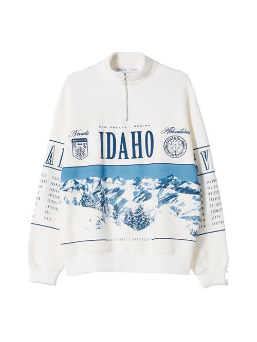 Bershka Sweatshirt  røgblå / natblå / hvid