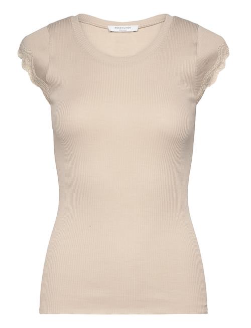 Se Rosemunde Short Sleeve Top W/ Lace Rosemunde Beige ved Booztlet