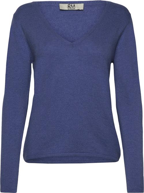 Se RM by Rosemunde Rmwsofia Wool LS Vneck Knit Kvinde Blå Langærmede T-shirts Str L - hos Magasin ved Magasin