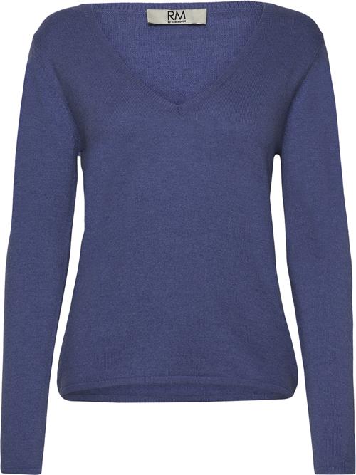 RM by Rosemunde Rmwsofia Wool LS Vneck Knit Kvinde Blå Langærmede T-shirts Str XL - hos Magasin