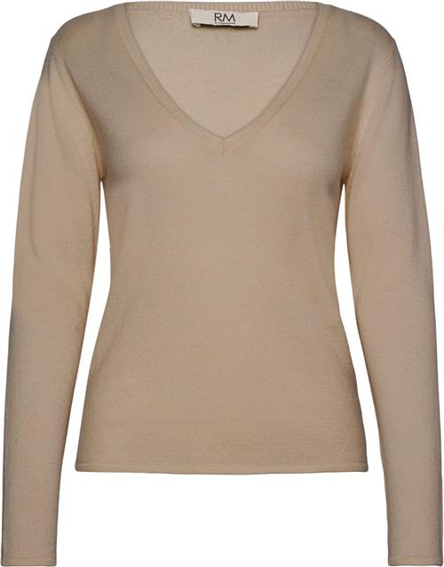 RM by Rosemunde Rmwsofia Wool LS Vneck Knit Kvinde Light Sand Melange Langærmede T-shirts Str S - hos Magasin