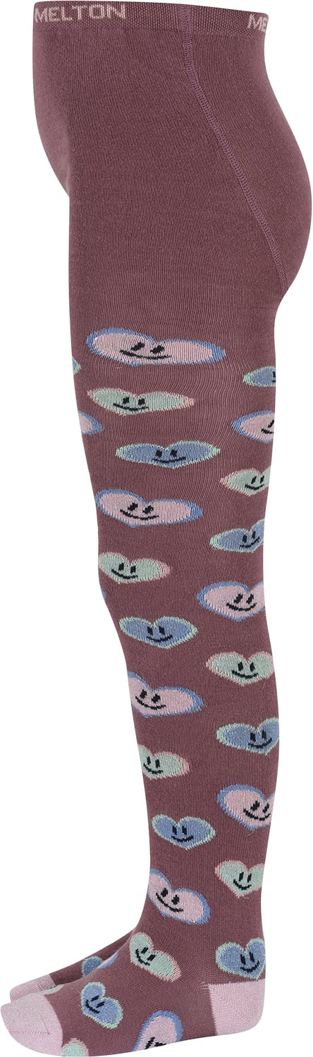 Se Melton Happy Hearts Tights Str 128 - Grape Shake Strømper Bomuld hos Magasin ved Magasin