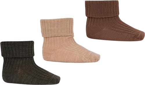 mpKids Wool rib Baby Socks 3-pack Str 17/18 - Camel Melange Strømper Uld hos Magasin