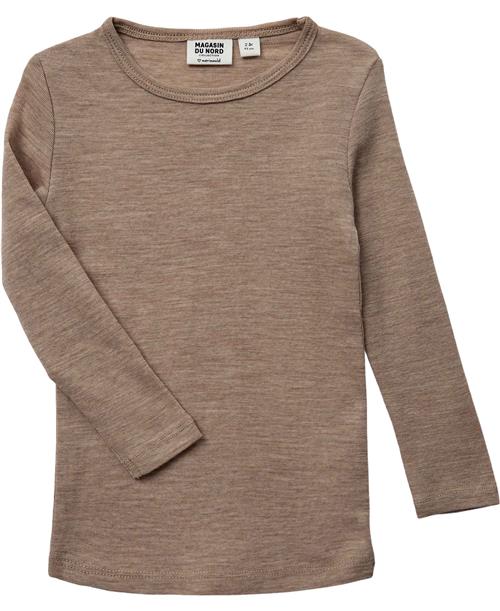 Magasin du Nord Collection Magasin Woola 3 LS RWS Merino Wool Str 8 Merino Khaki Melange Bluser