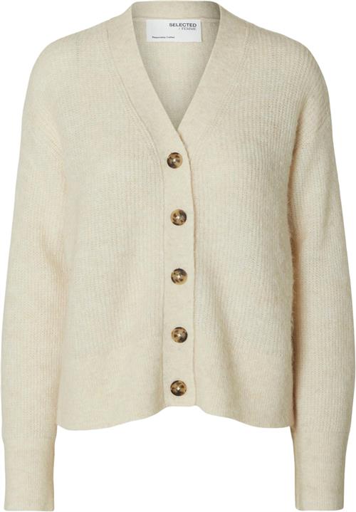 Se Selected Femme Slfmaline LS Knit Short Cardigan Kvinde Birch/melange Cardigans Str S - hos Magasin ved Magasin