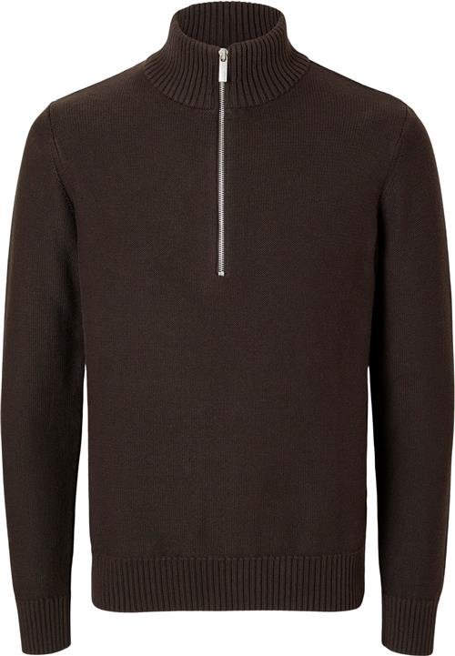 Se Selected Homme Slhaxel LS Knit Half ZIP Mand Chocolate Torte Sweatshirts Str L - hos Magasin ved Magasin