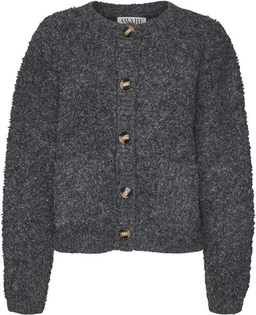 Se Vero Moda Vmnalani LS Oneck Cardigan VMA Kvinde Dark Grey Melange/melange Cardigans Regular Fit Str L - hos Magasin ved Magasin