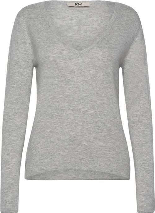 RM by Rosemunde Rmwsofia Wool LS Vneck Knit Kvinde Grå Langærmede T-shirts Str XL - hos Magasin