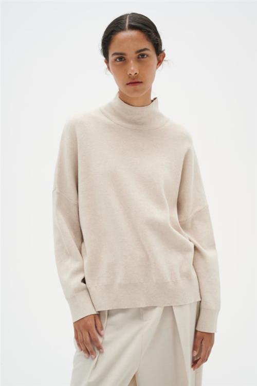 InWear Tenleyiw Turtleneck Pullover Kvinde Simply Taupe Melange Sweaters Str L - hos Magasin